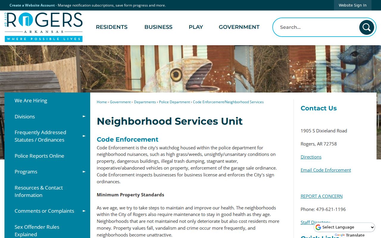 Rogers Neighborhood Services page and neighbor lookup limits