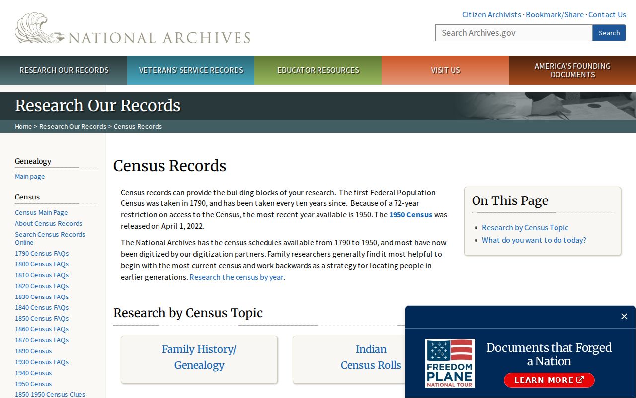 National Archives census access for Rogers previous residents