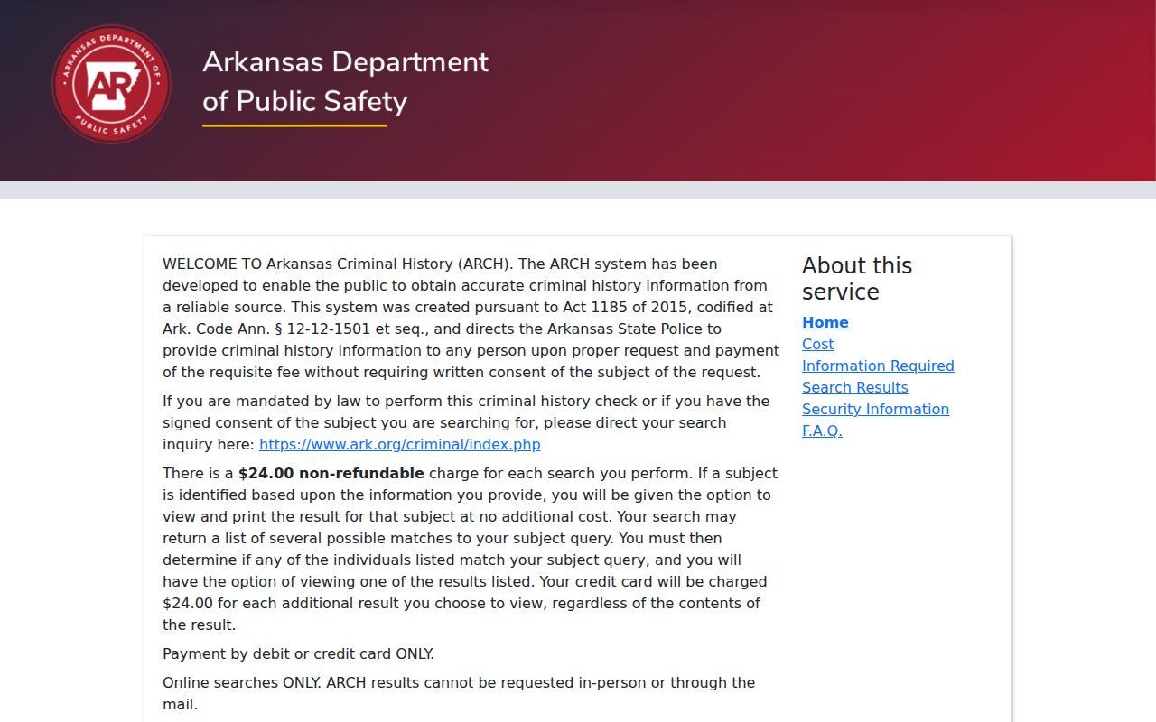 Rogers resident lookup through Arkansas ARCH official search