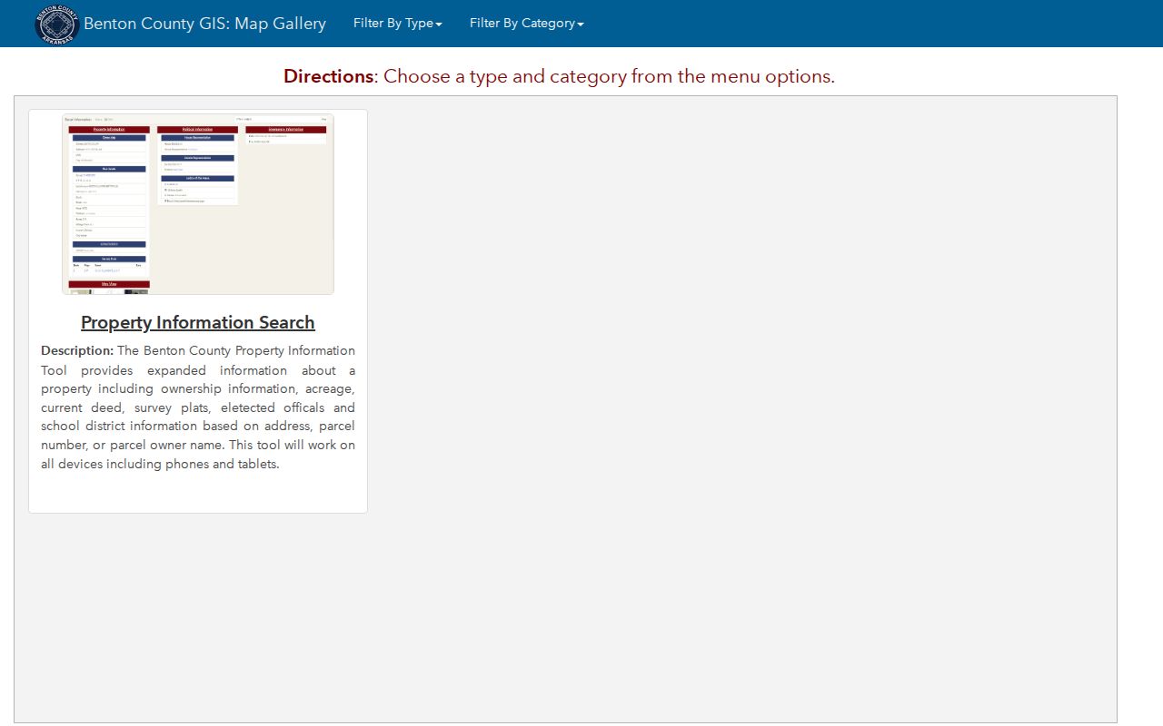 Rogers ZIP map directory tools in the Benton County GIS gallery