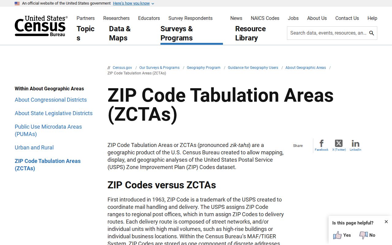 Census ZCTA guidance for Rogers ZIP code directory research